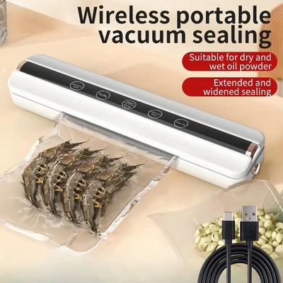 Aparat de Sigilat Automat cu Vid Alimentar Sigilare cu Aer Mașină de Sigilat Casă USB Wireless Sigilator cu Vid 1500mAh 62KPa Aspirație Mare Depozitare Alimente Vid