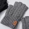 Autumn and winter camel wool warm windproof breathable portable simple gloves warm cold half-finger gloves outdoor riding
