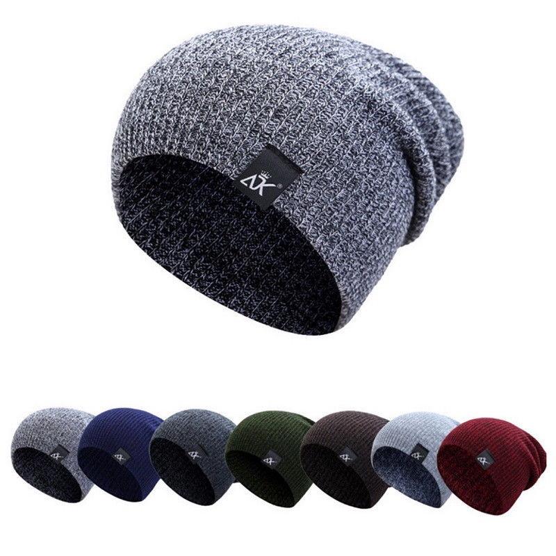 Unisex Women Men Camping Hat Winter Beanie Baggy Warm Wool Ski Cap Line Fleece