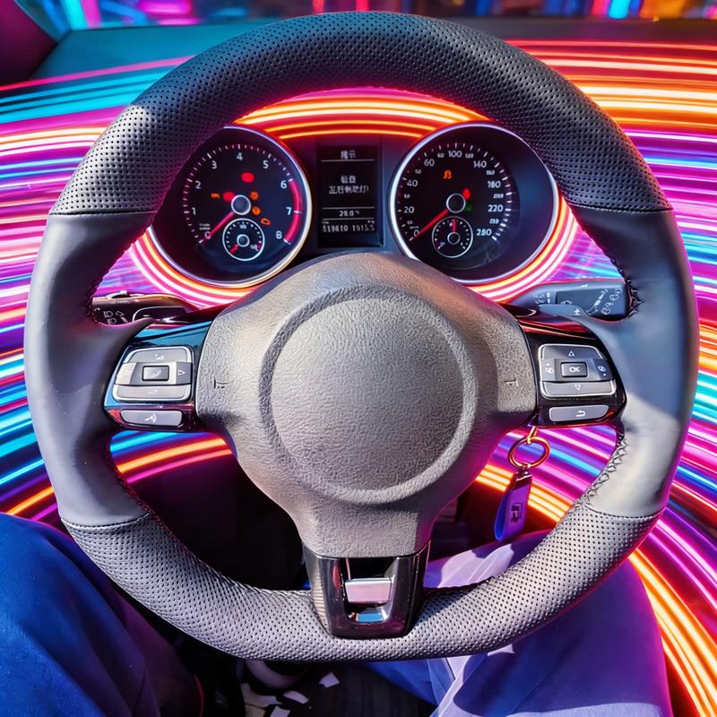 

ization Leather Golf 6 GTI MK6 Polo GTI Scirocco R Passat CC R-Line 2010 Car Steering Wheel Cover For Volkswagen Passat Blue Thread