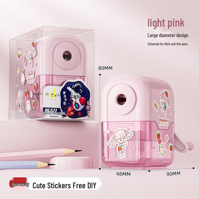 Cute Cartoon Manual Pencil Sharpener with DIY Stickers for Middle School Students