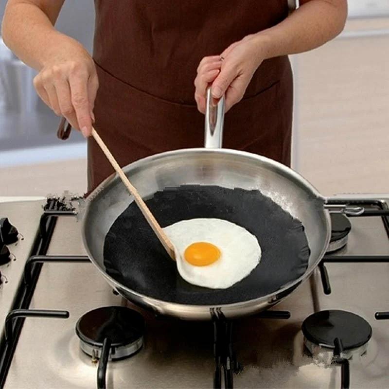 2Pcs Non-stick Round Heat-resistant Liner for Frying Pan 24CM Food Grade Non-stick Frying Pan Mat