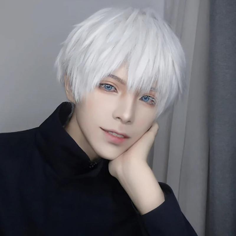 Men Anime Cosplay Wig Male Short Straight Costume Synthetic Hair Cause Wigs Heat Resistant Synthetic Scalp Hair