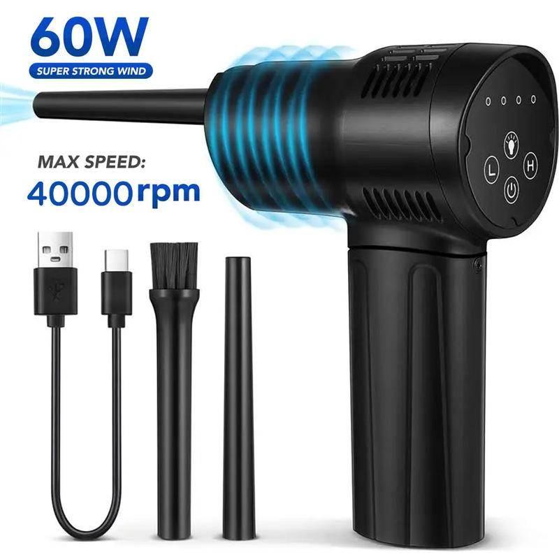 

40000 об/мин беспроводной сжатый воздуходув портативный мощный очиститель клавиатуры черный бытовой компьютерный очиститель воздуха