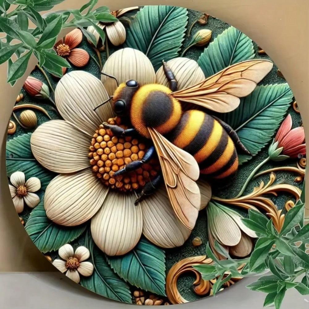 Vintage Honeybee Iron Wall Art Rustic Floral Decor for Spring Home Office
