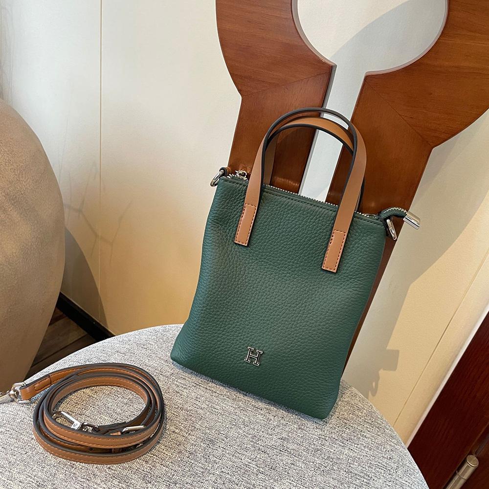 

2025 Новые маленькие женские сумки через плечо из натуральной кожи, сумка из первого слоя коровьей кожи, сумка через плечо, роскошный двухцветный кошелек темно-зеленого