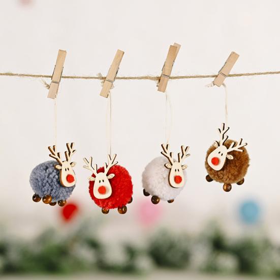 2Pcs/Set Felt Fawn Pendant Plush Doll Lovely Easy-cleaning Colorful Christmas Tree Elk Stuffed Toy for Gift