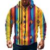 Men's Sports Casual Fleece Hoodie Carnival Print Hoodie Cardigan Zipper Multi-pocket Hoodie Coat