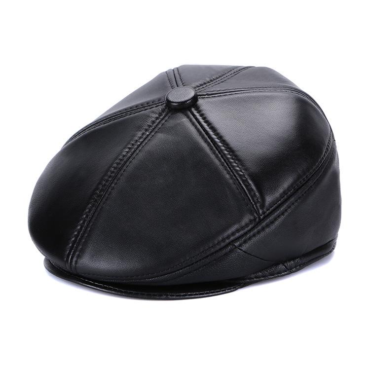 

Haining Genuine Leather Sheepskin Men s Winter Beret with Ear Protection XXL (57-58 cm) чорний