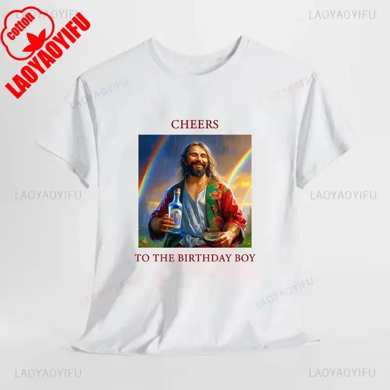 Lustige Weihnachtsgrüße für das Geburtstagskind Jesus Weihnachts-T-Shirt Frau Mann Rot Grün Baumwoll-T-Shirts Neujahr Weihnachten Oberteile