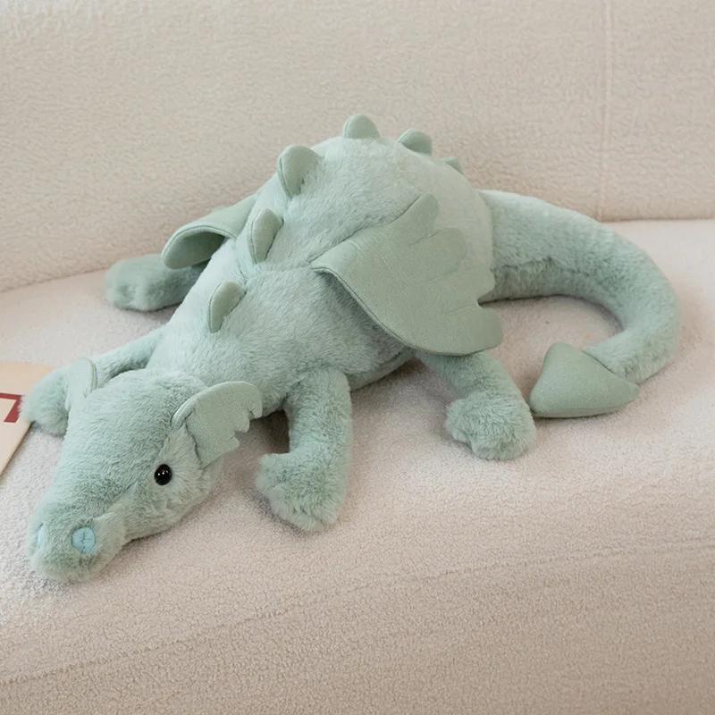 30/50/70/90cm Flying Dragon Cartoon Plush Toy With Wings Blue Green White Pink Long Dragon Plush Toy Pillow Gift For Boys Girls