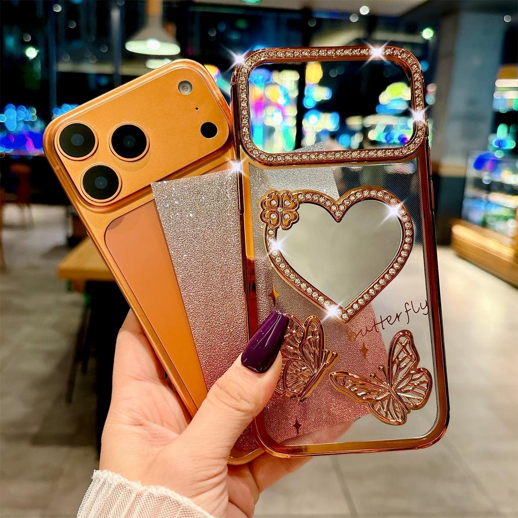 Butterfly Gradient Wave Pattern Mirror Phone Case for Apple IPhone Air 11 12 13 14 15 16 17 Pro Max Plus Make Up Cover