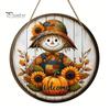 Harvest Festival Party Supplies Welcome Sign for Front Door, Rustic Wooden Hanging Weather Resistant Entryway with Hemp Rope, Autumn Pumpkin