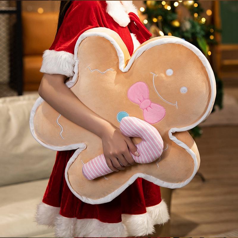 Christmas Ginger Bread Rabbit Plush Pillow Stuffed Cookie Decor Cushion Funny XMas Tree Party Decor Doll Plushie Nice Gift
