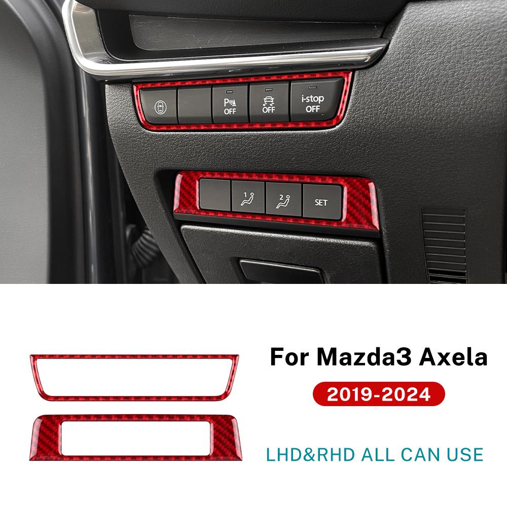 For Mazda 3 Axela BP 2019 2020 2021 2022 2023 2024 2025 Real Soft Carbon Fiber Sticker Car Start Stop Switch Button Accessories
