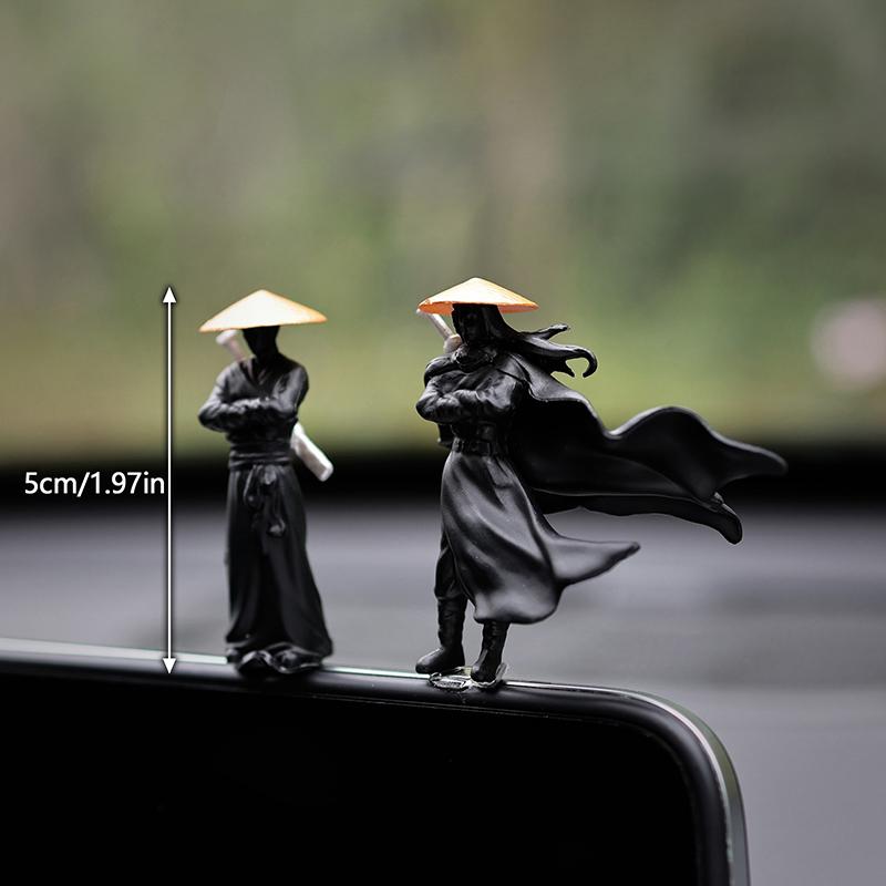 Resin Mini Figurines Decorative 50mm Ancient Sino-Japanese Samurai Warriors Office Cubicle Home Desktop Car Interior Model Gifts