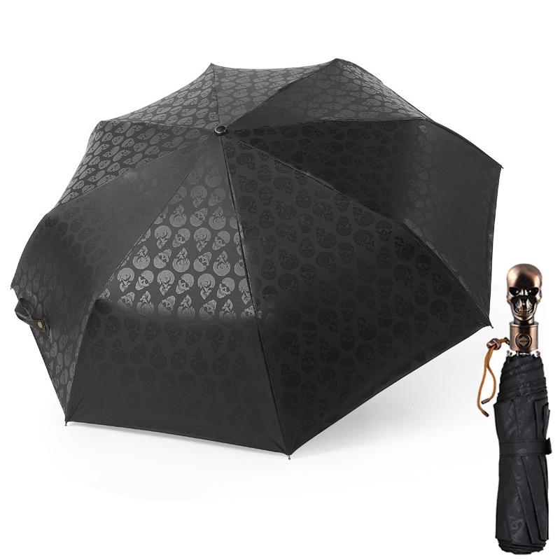 

Black Devil Skull Automaticlly Umbrella Rain Women 3 Fold Anti UV Rain Rain Чоловіки Чоловіки Parasol Business Вітрозахисні парасольки для подорожей metal-fiber composite&10K чорний