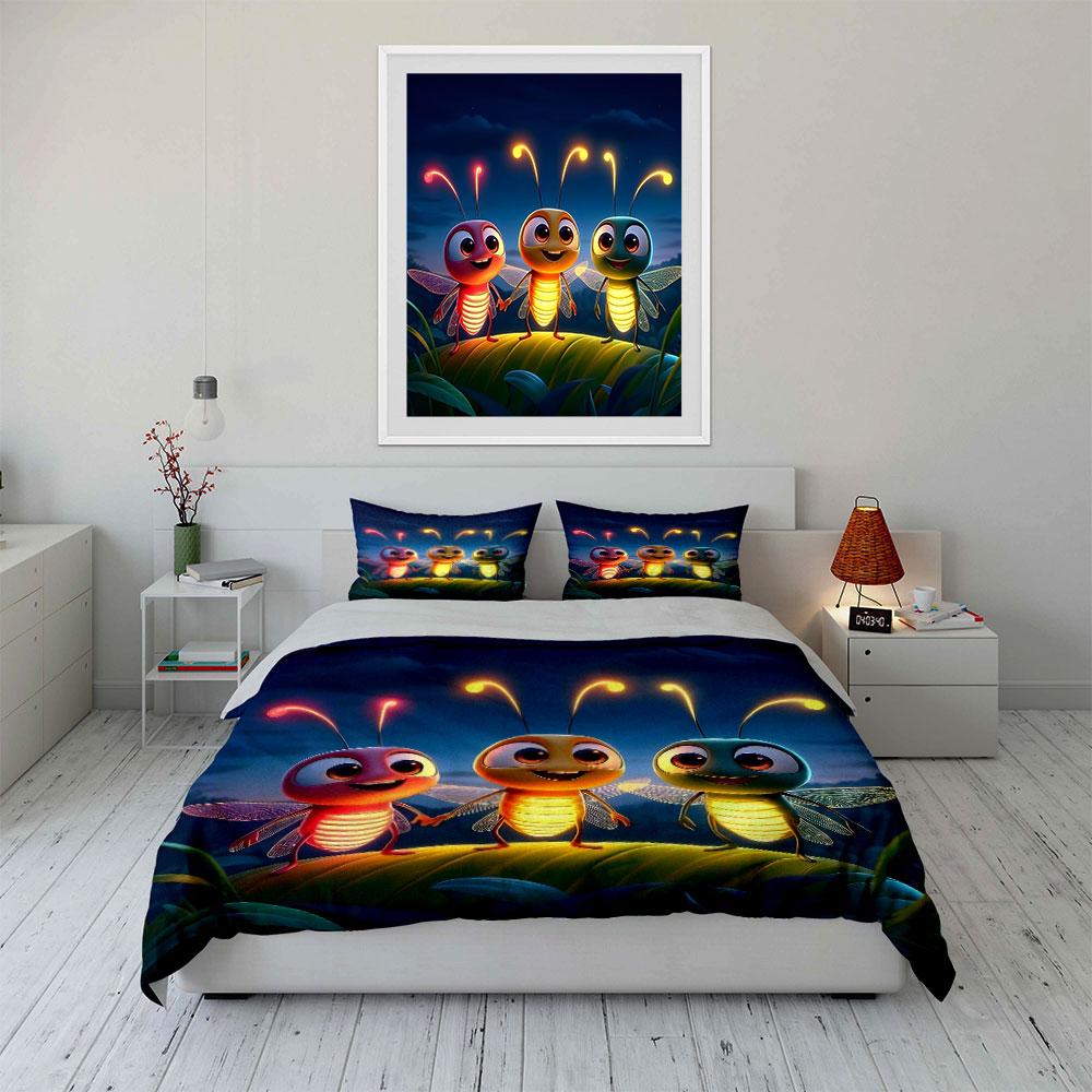 "Glowing firefly friends' joy!" Bedding sets Duvet covers Pillowcases(1* Duvet Cover 2* Pillowcases without duvet insert)