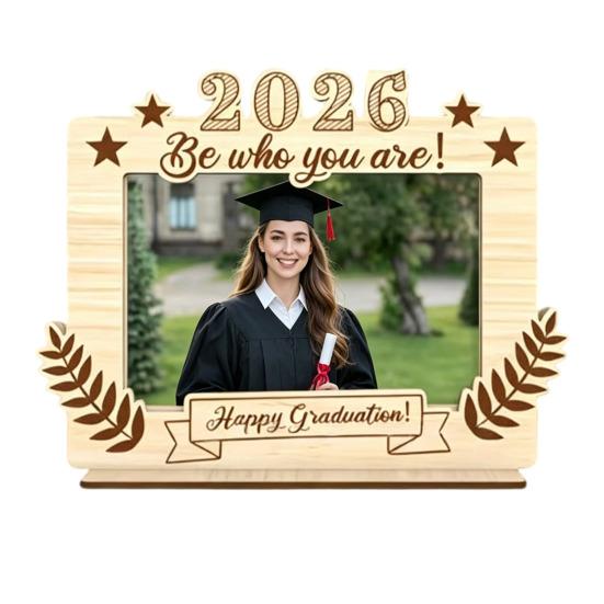 2026 Graduation Decoration Photo Frame, Season Theme, Wood Carving with Stable Multi-style Frame Base Memory Gift for Parties And Commemorations