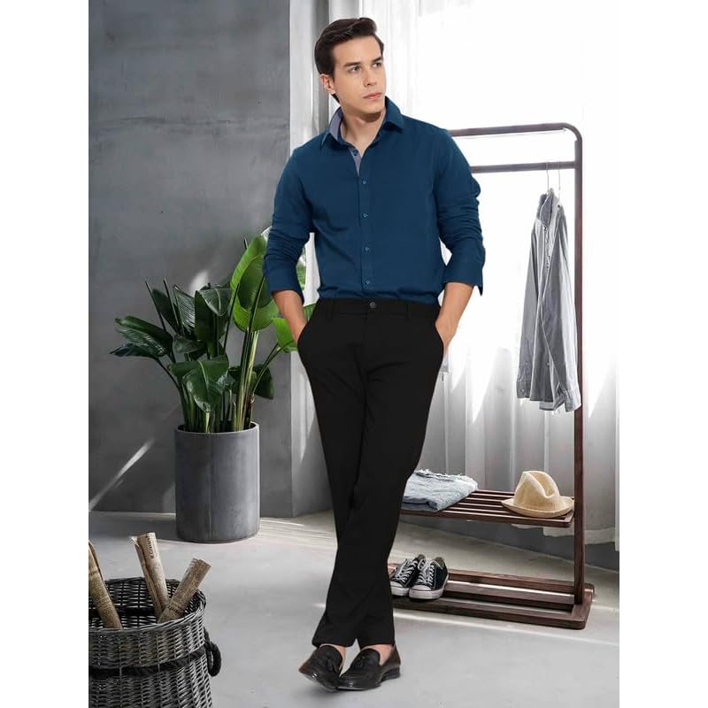 Tee Projekt Cotton Office Wear Shirt Solid Shirt for Men' Casual Shirt for Men Long Sleeve Spread Collar Shirt for