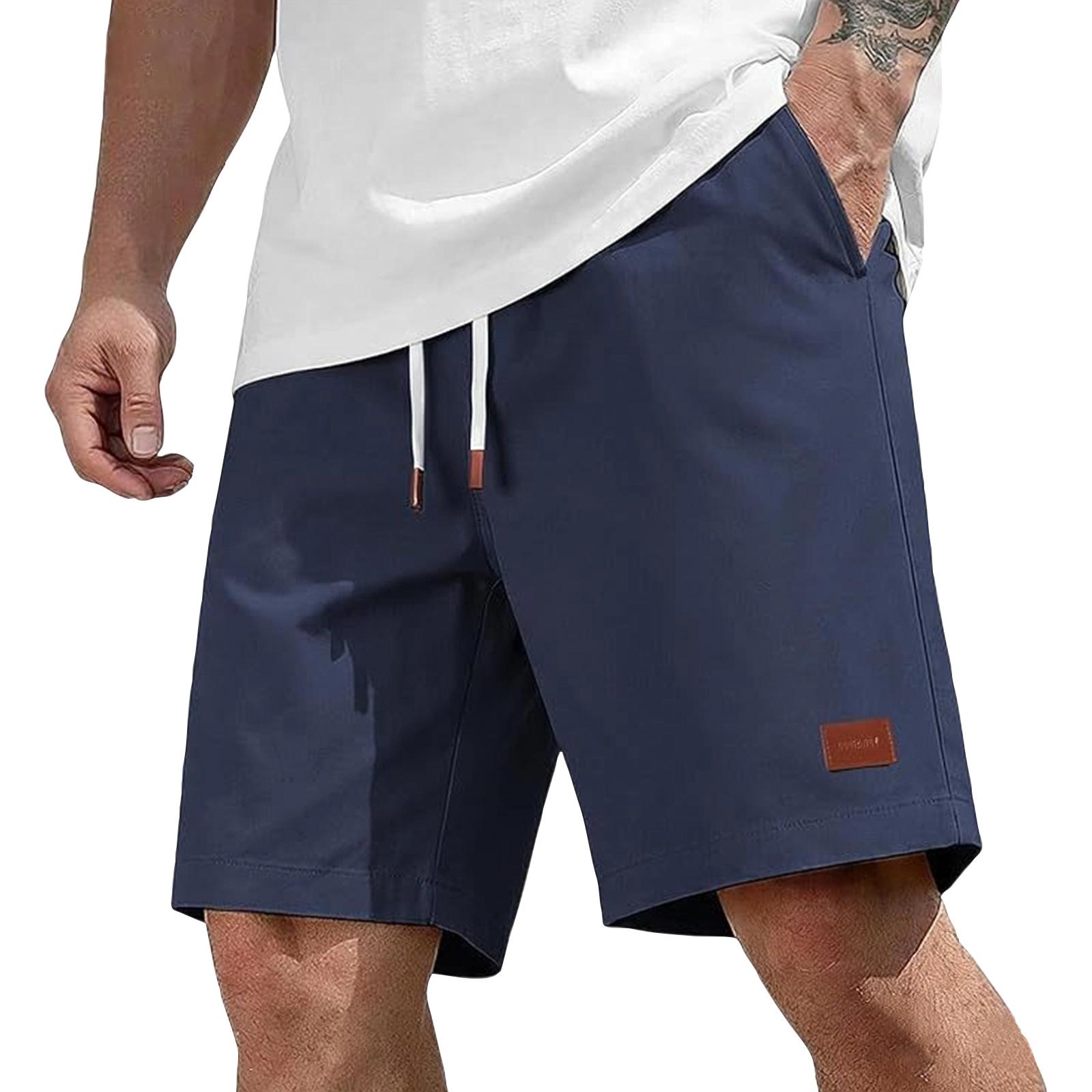 Men s  Cargo Shorts Men s Elastic Waist Outdoor Sports Shorts XXXL тёмно-синий