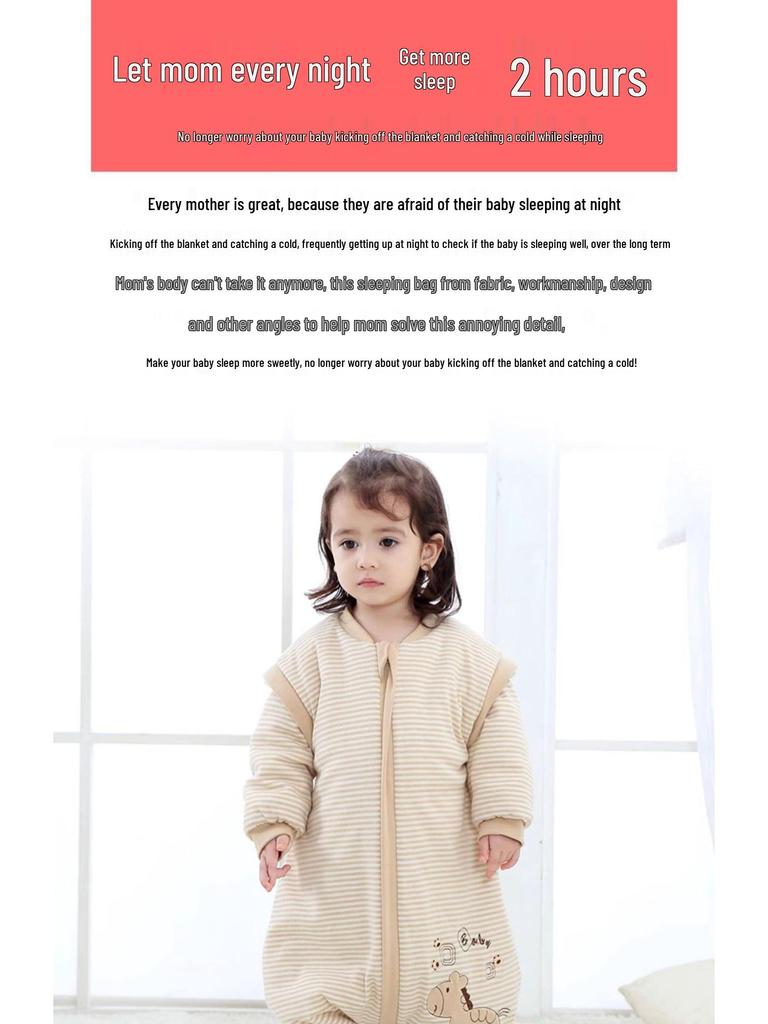 Jingqi Cotton-Padded Baby Sleeping Bag: Winter-Ready, Anti-Kick, Thick, Warm, and Cold-Proof for Infants.