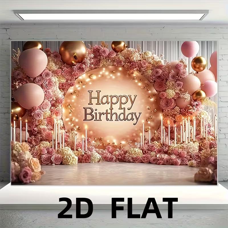 2D Colorful Graffiti Birthday Backdrop Banner with Boombox & Music Notes