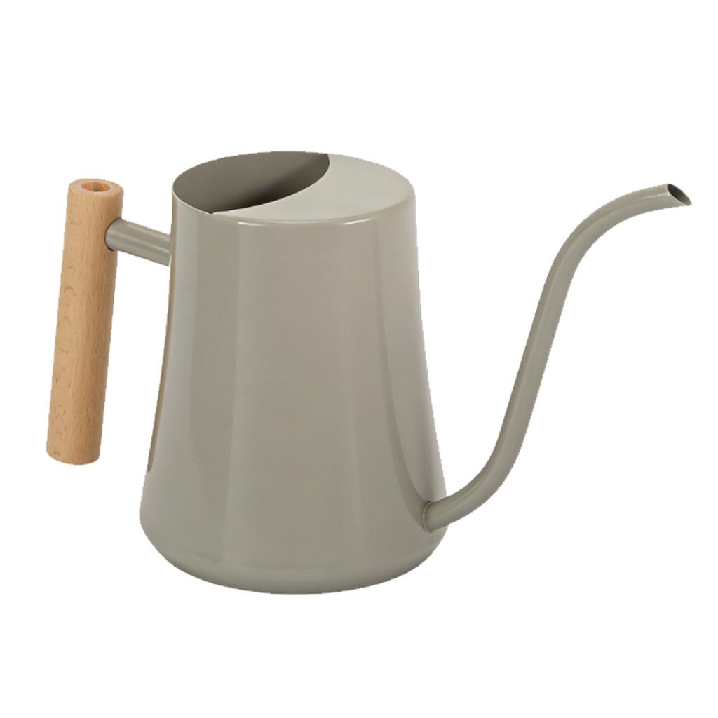Watering Can with Long Spout 1L Stainless Steel Indoor Plant Watering Can with Wood Handle for Home Garden Flower Gray