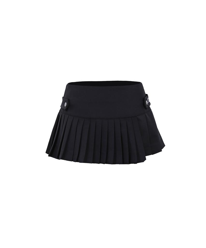 Odeuwonaus Unbalance Pleats Skirt Black