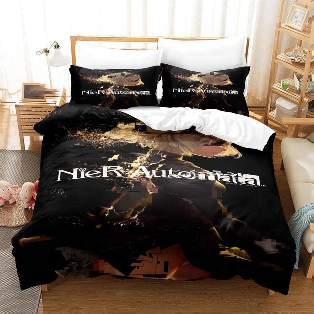 Game NieR Automata YoRHa No.2 Type B 2B Bedding Set Boys Girls Twin Queen Size Duvet Cover Pillowcase Bed Kids Adult