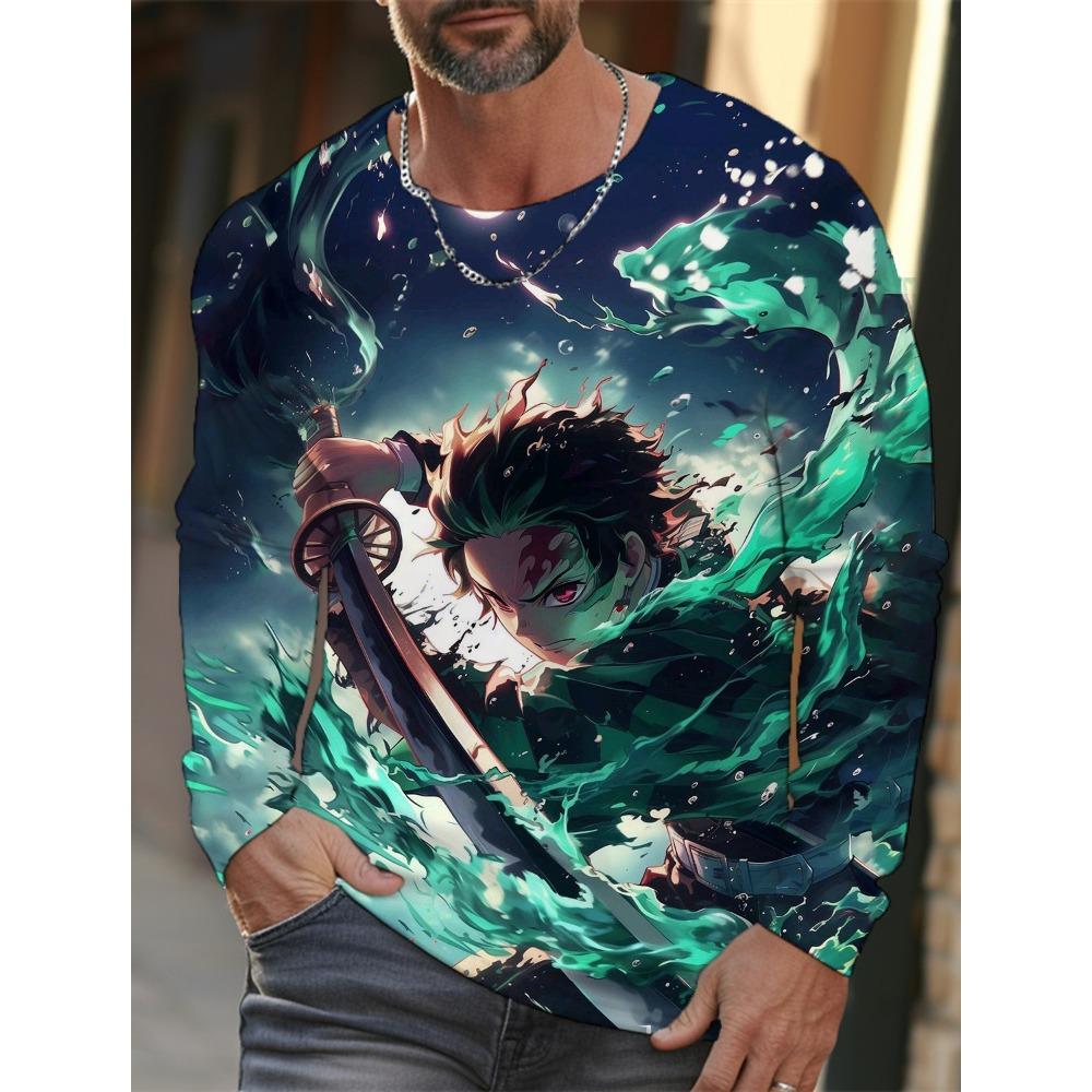 Men's Long-sleeved T-shirt 3D Printing Anime Printing Men's Long-sleeved T-shirt Autumn Tops