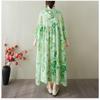 DIMANAF 2025 Summer Women Plus Size Dress Hoodies Floral Basic Casual Loose Long Vintage Pleated Dress Maxi