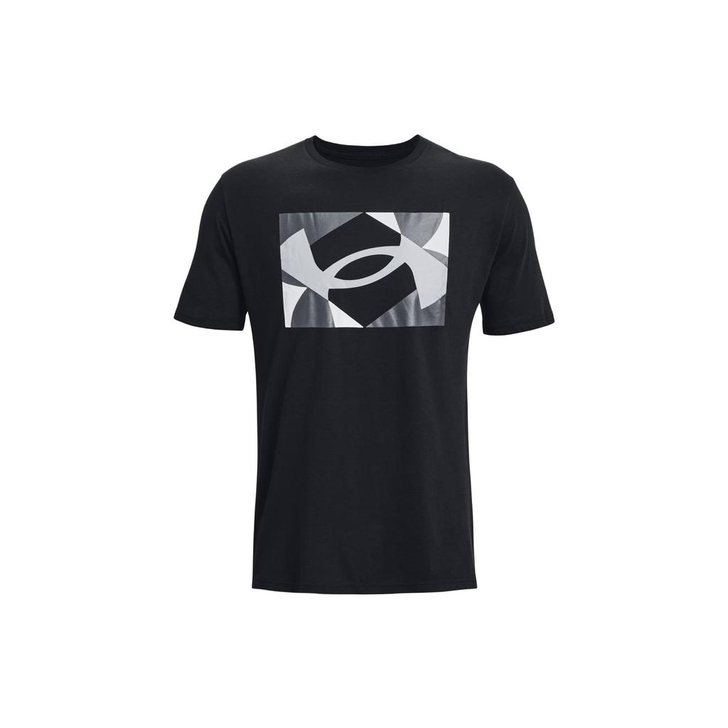Under Armour Logo Print Crew Neck Short Sleeve T-Shirt Men Tops Black 1370528-002