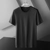 Men's Japanese Ice Silk Summer T-Shirt - Short-Sleeve, Solid Color, Quick-Dry, Elastic Modal Cotton.