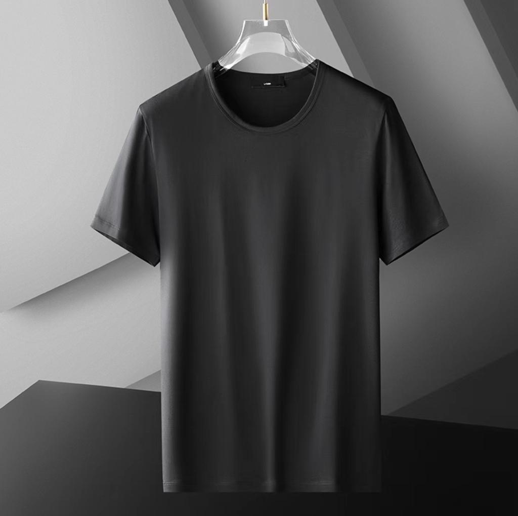 Men's Japanese Ice Silk Summer T-Shirt - Short-Sleeve, Solid Color, Quick-Dry, Elastic Modal Cotton.