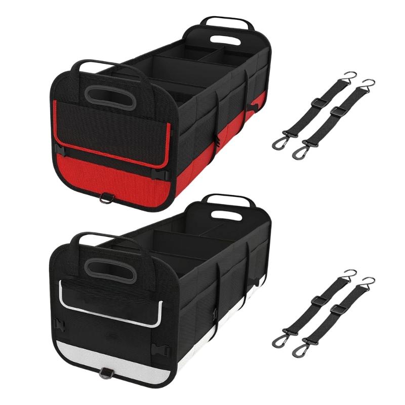 Car Storage Box Car Trunk Organizer Collapsible Automotive SUV Cargo Storage Tool with Mesh Pocket Multiple Compartment