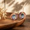 Hot-selling retro hand-painted enamel stud earrings double petal design women's temperament commuting versatile earrings