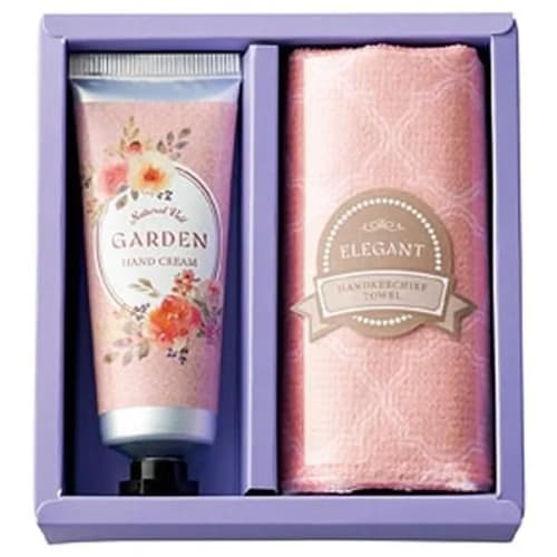 [Set] Handkerchief and Hand Cream Set by GARDEN. Perfect As a Small Gift, Small Present, Prize, Mother's Day, Respect for the Aged Day, Father's Day,
