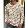 Funny Christmas Style Pattern T-Shirt For Men Elk Santa Gift 3D Print T Shirts Autumn Casual Long Sleeves Loose O-Neck Tops Tees