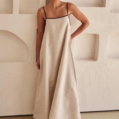 Fashion Color Collision Halter Swing Dress 2024 Solid Color Comfortable Leisure Elegant And Beautiful Women's Dresses