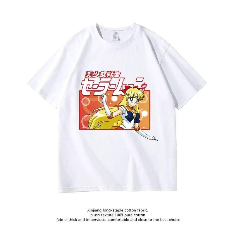 Pretty Soldier Sailor Moon Shortsleeved Womens Tshirt Casual Clothing Miharu Hiyori Rina Pure Cotton Clothes Cotton