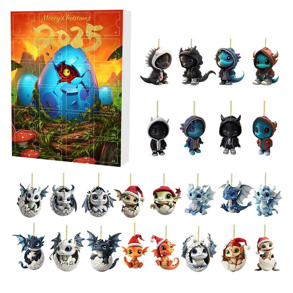 Christmas Advent Calendar 24 Days Toys Gift Box Dragon Ornament Calendar Christmas Tree Car Decoration Dragon Ornaments 2025