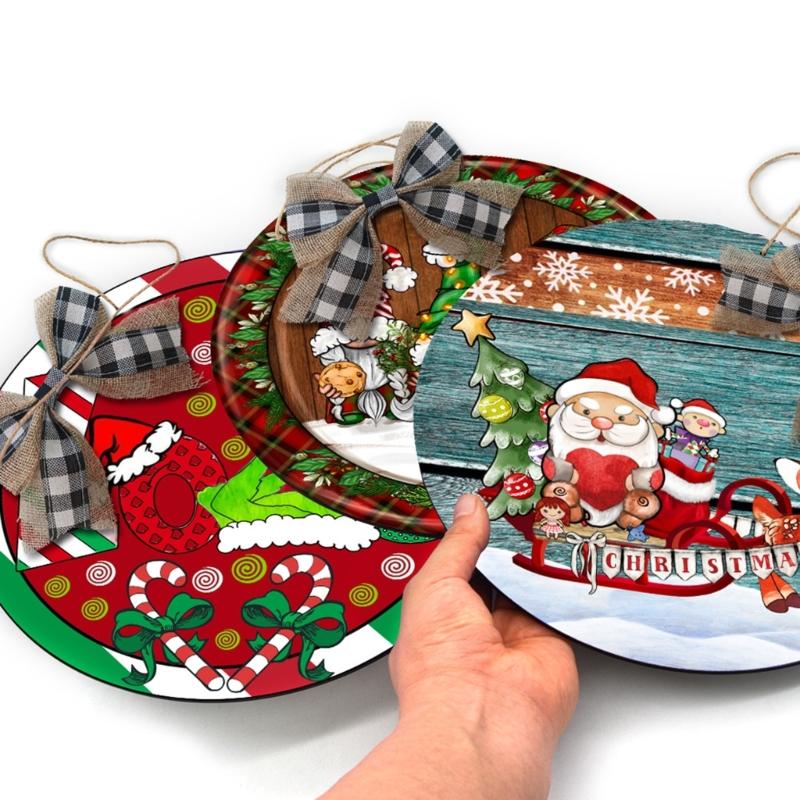 Christmas Wood Pendant Snowmans Gnome Christmas Tree Hanging Ornament for Festival Holiday Party Backdground Decor