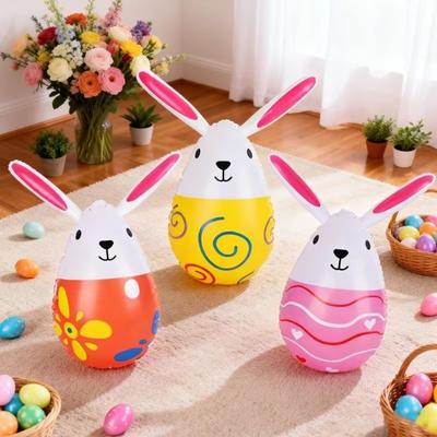 PVC Easter Inflatable Rabbit Cute Easter Rabbit Ornament Inflatable Easter Eggs  Easter Party