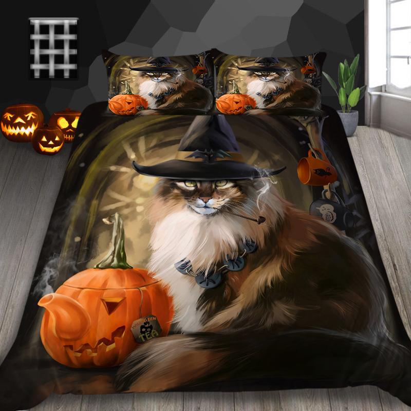 Halloween Home Bedding Set Pumpkin Lamp Duvet Cover Full Size Single/Double Bed 2/3 Piece Home Decoration