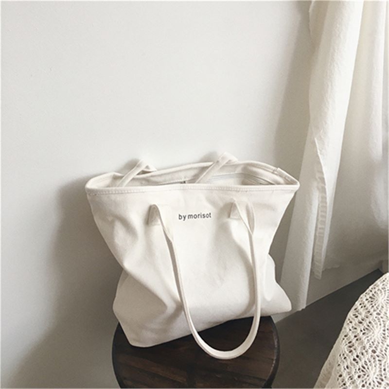 

New Large Capacity Minimalist Letter Single Shoulder Canvas Bag, Simple Hand-held Women s Bag, Solid Color Tote Bag, Large Bag