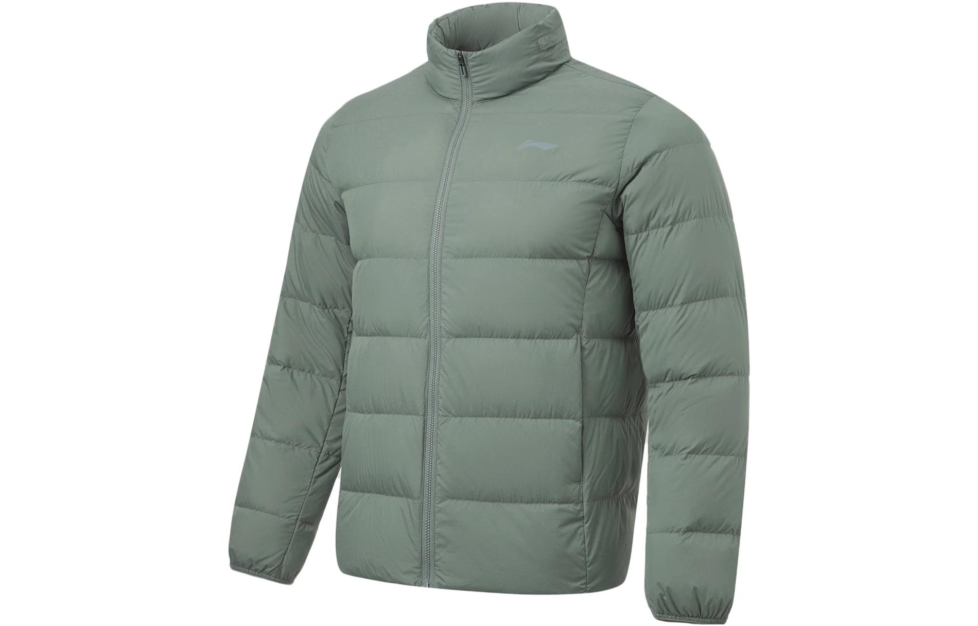 Мужская пуховая куртка Li Ning Серия Фитнес Серо-зеленая AYMT101-6 L