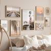 Sunset Beach Coconut Tree Bridge Shell Bird Wall Art Living Room Decoration Canvas Painting Nordic Posters And Prints Pictures