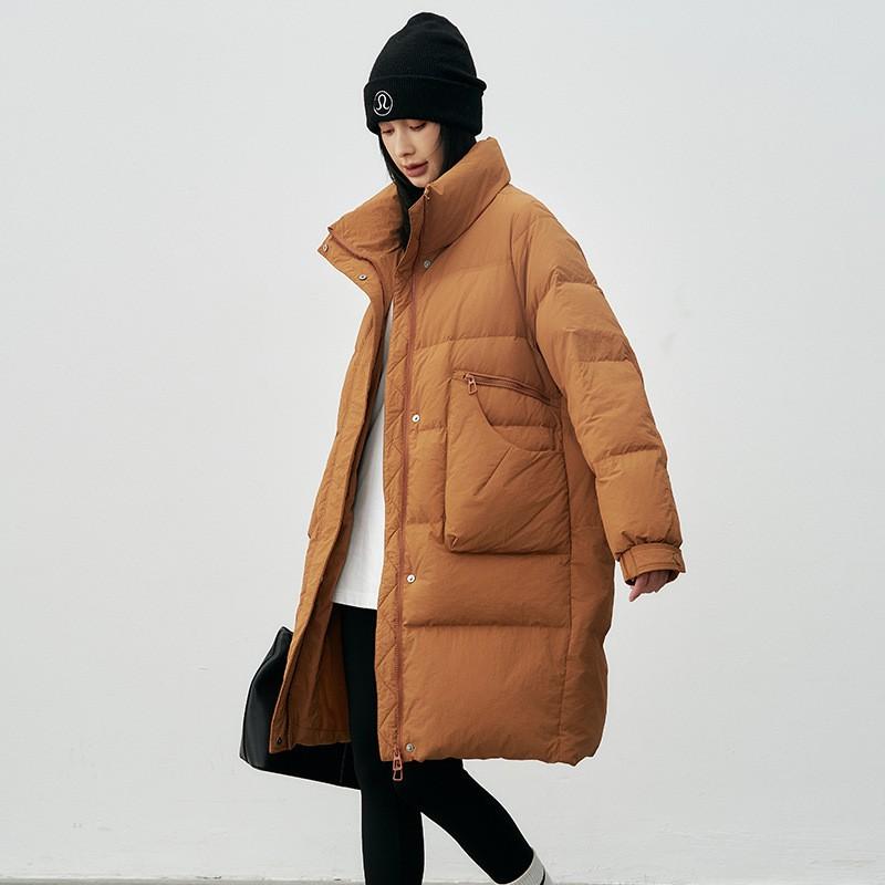 Womens Long Down Jacket Winter Stand Collar Casual Thick 90 Duck High Quality