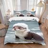 3-teiliges Winter Wonderland Otter Bettwäsche-Set - Enthält einen Bettbezug und zwei Kissenbezüge (Kein Kern) - Festliches Geschenk für Schlafzimmer und Gästezimmer